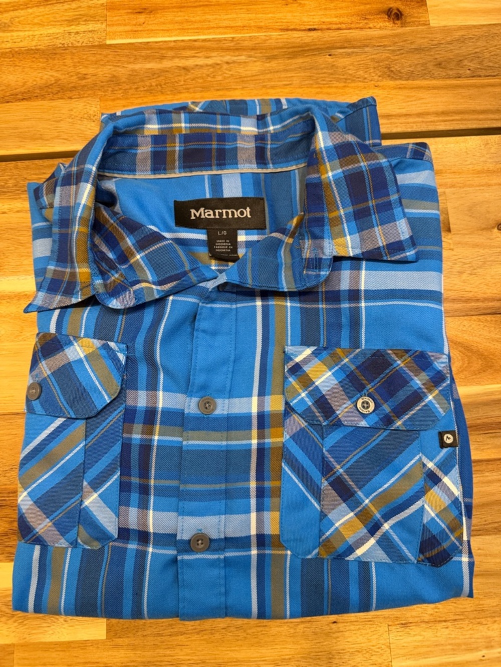 Marmot Men's Blue Plaid Button-Up Shirt